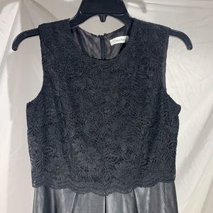 Calvin Klein Black Cocktail Leather/Lace Dress SZ2